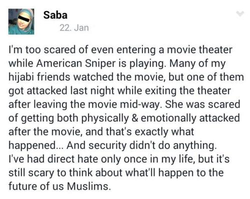 mysharona1987:Tell me again how “American Sniper” is just a movie and harmless entertainment.