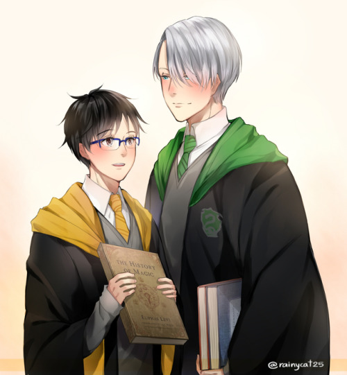 rainycat25:YOI AU harrypotter slytherin x hufflepuff :)))))!! i hope you like it !