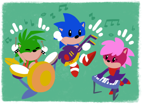 raygirlramblings:A little set of Hedgey musicians drawn as a birthday pic for a work friend ^_^. He 