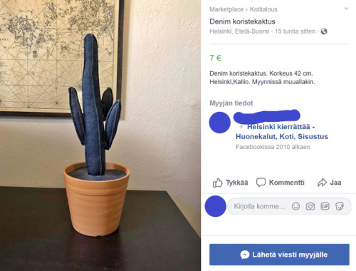 shiftythrifting:Decorative denim cactus, or, jactusFB Marketplace, Helsinki, Finland Please don&rsqu