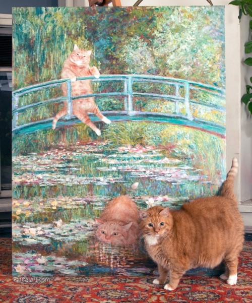 Zarathustra the Cat with his life-size portrait by Claude Monet ⁠It was 4 years and 3,2 kg ago ⁠⁠Wo