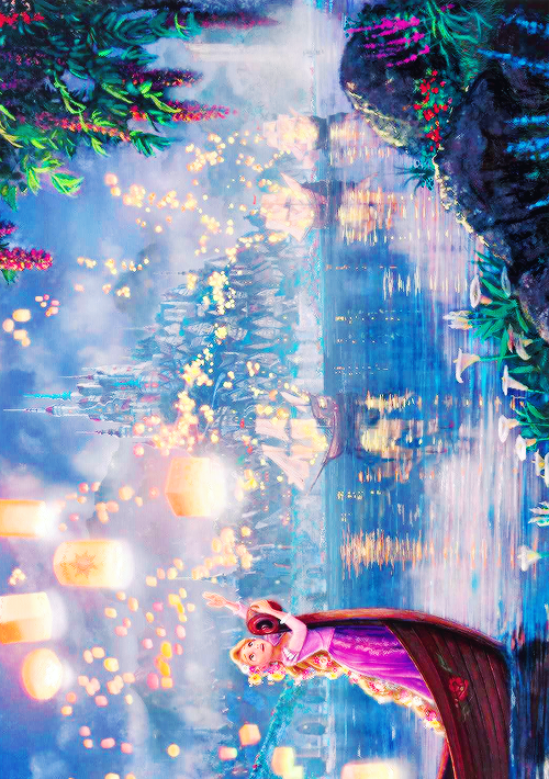 mickeyandcompany:  Tangled, by Thomas Kinkade 
