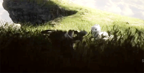 mega-butterfly-fan:One of my favorite scenes in the movie. Toothless was coaxing nubless over to mee