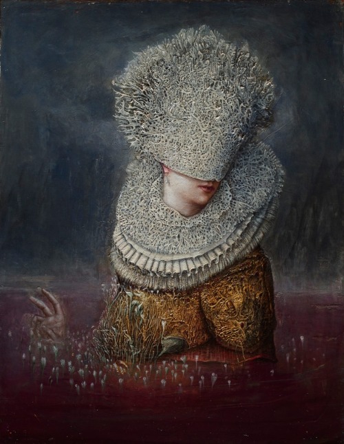 agostinoarrivabene: Ematofagi , Basarab e Erzebeth Bathory . 2014 oil , gold LEAF on wood