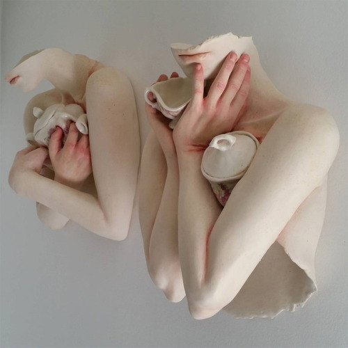 itscolossal:Artist Ronit Baranga’s Disturbing Anatomical Dishware Creeps Across Tabletops