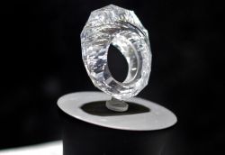 A ring carved from a single diamond. It weights 150 carats and is valued at ๖ million.