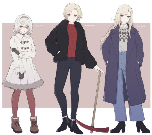 nyotalia Nordics in winter clothing (requested by Anonymous)Thank you so much<3