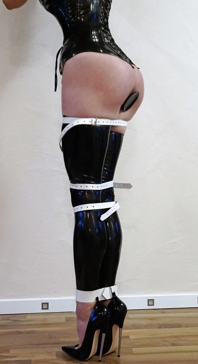 (via Forced Posture Training, Bondage, High Heels, Corsett, Plug)