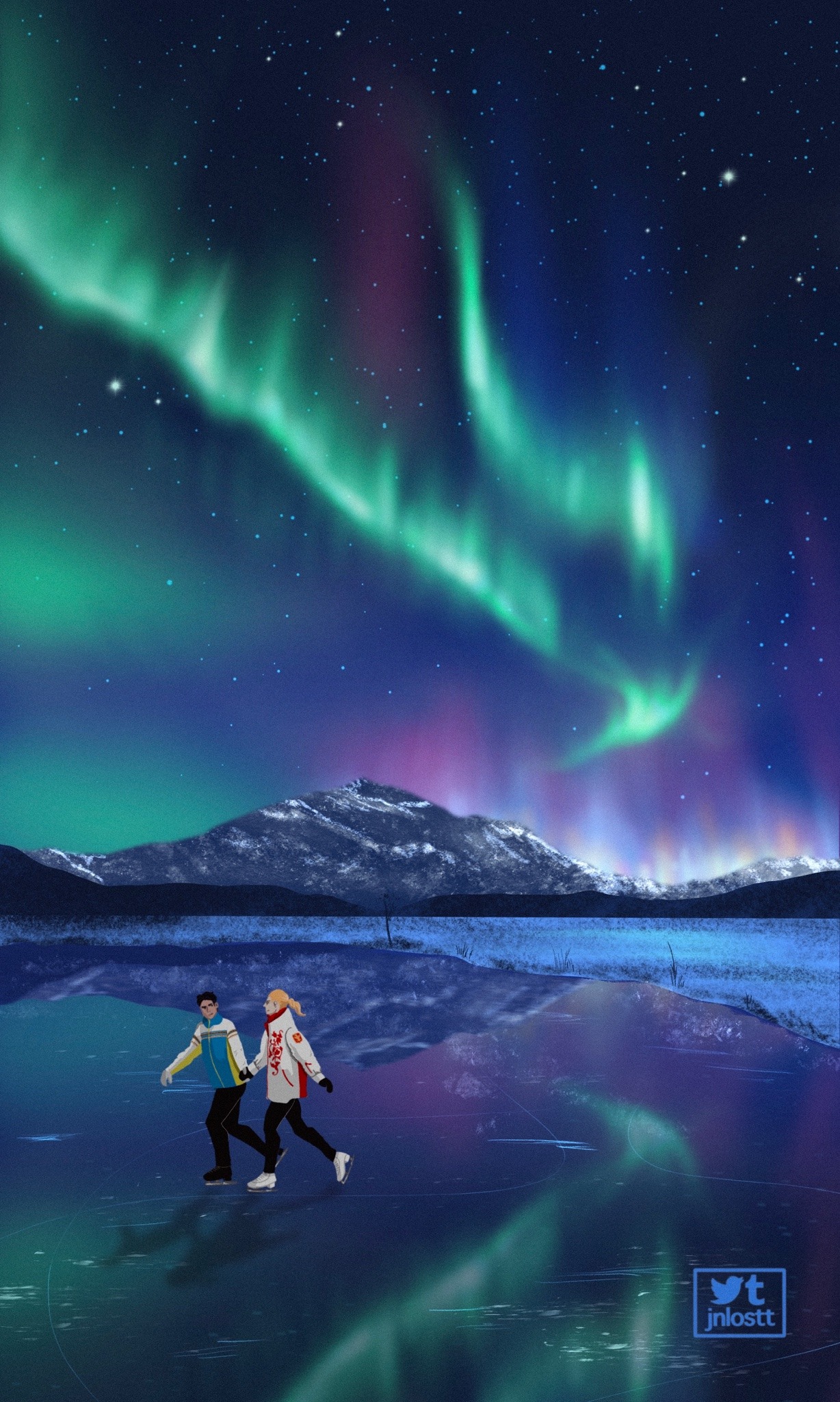 jnlostt:Did a poll on twitter on what background type I should practice and what next place they wanted Otayuri to see next.Most chose the Aurora Borealis. So here they are, I’m thinking probably (maybe?) Norway. That was fun to practice 🌟Side note: