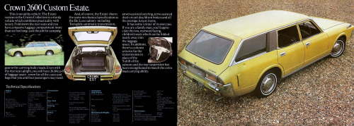 carsthatnevermadeitetc:Toyota Crown UK market brochure (edited), 1973. This was the 4th generation C