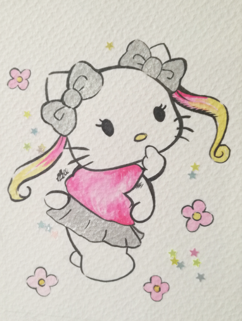  Inktober 2019: Magical Girls x Fashion. Day 3: Hello Kitty x Jeremy Scott