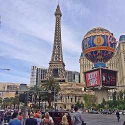 meanwhileinvegas:  Hey #Paris or #Vegas 😜 by feopalafoto http://ift.tt/1IBU9cb  So, just down LVBlvd to the left is the escalator to cross the Blvd. I was stuck there in traffic on Sunday and I was in no-mans land, the only people I could see were