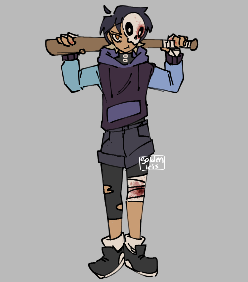 full body ref of my avatar, which fun fact was made with the zombie apocalypse in mind back in 2020