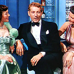 pickurselfup:  Danny Kaye with Gene Tierney in On the Riviera (1951).  ♫ Ballin’