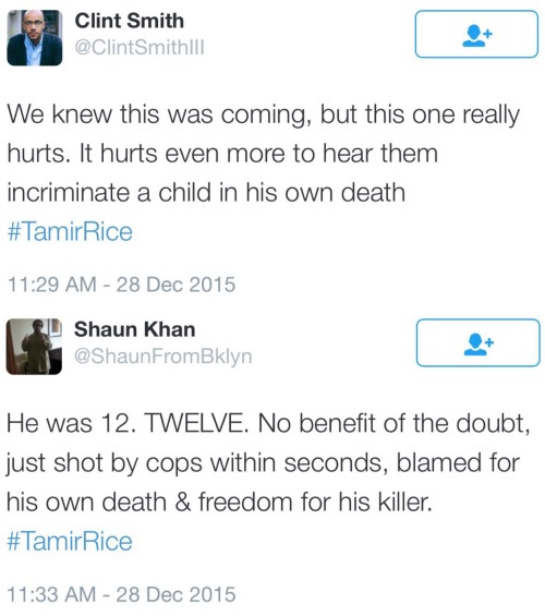 dashbeardconfessional:  odinsblog:  There is no excuse whatsoever for Timothy Loehmann shooting 12-year old Tamir Rice after less than two seconds. And certainly not in an open carry state. The police made up their minds to shoot to kill long before they