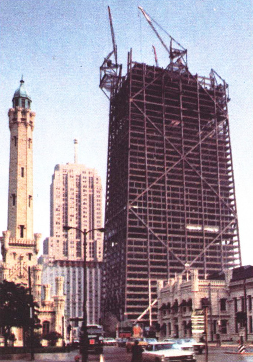 Skidmore Owings & Merrill (SOM), John Hancock Building, Under Construction, Chicago, Illinois, 1