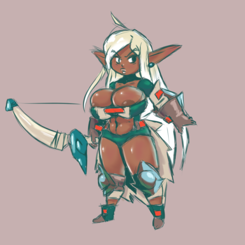 stuck in a drawing rit so I doodled a smol elf archer