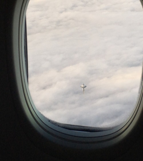 viralthings:  Space Needle in Seattle over clouds looks like the cloud city from Star Wars