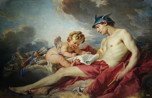 hadrian6:Mercury Giving Lessons to Cupid. 1738.Francois Boucher. French 1703-1770.http://hadrian6.tu