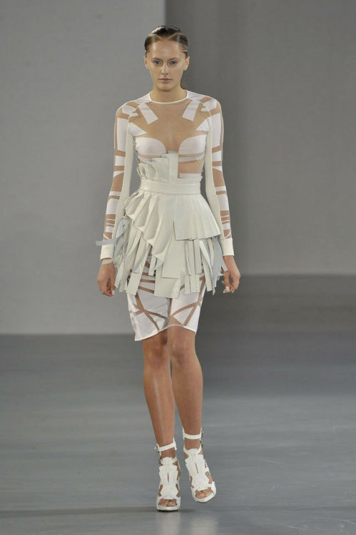 DAVID KOMA White Yellow Stretch Tribal Print Sheer Sleeve DressGet it here: https://rover.ebay.com/r