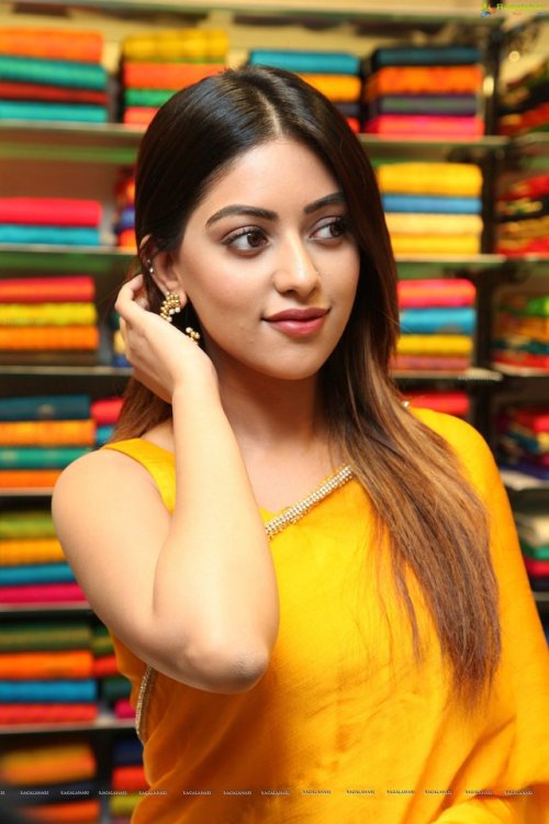 sexy-indian-actress:Beautiful Anu Emmanuel In Yellow Saree…..#1098#43608 Followers…