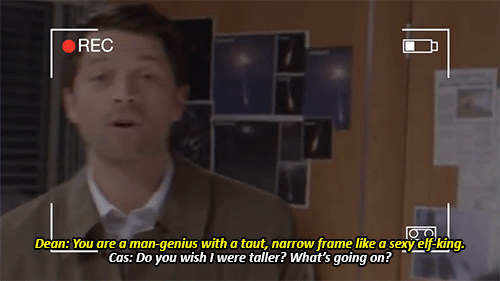 casbadass:  (Part One) (Part Two) Part Three: After Cas finds a camcorder, he and Dean take turns recording each other, whether its Cas catching Dean dancing or them quoting Parks and Rec to each other.