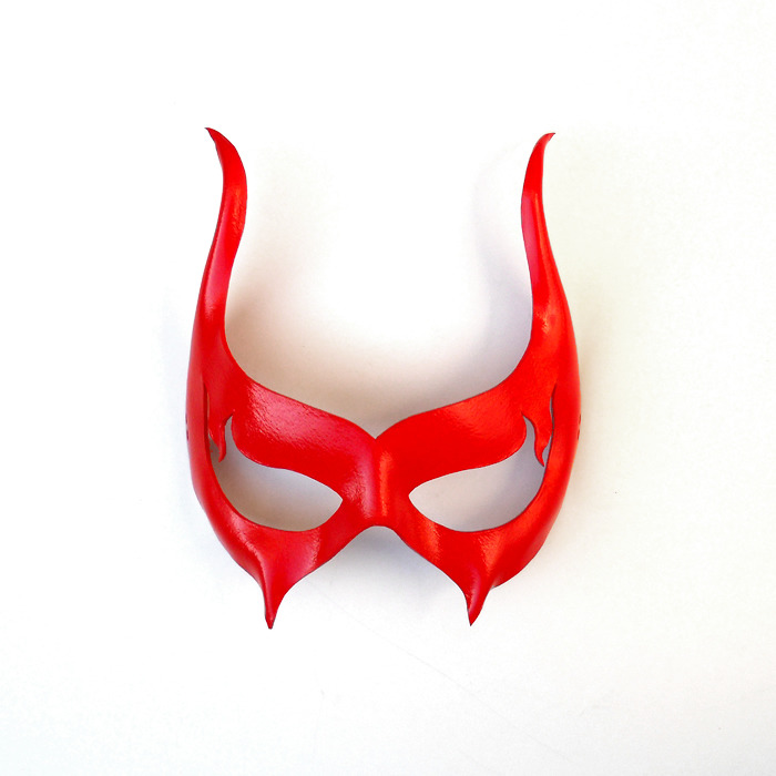 lmemasks:  Scarlet Red Devil Leather Mask Masquerade Sexy Venetian Satan Horns Erotic