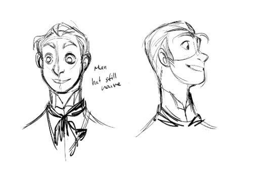 PHANTOM OF THE OPERA #5 PROCESS SKETCHES: RAOUL AND DUSTYEvery design aspect of Raoul had to contrad