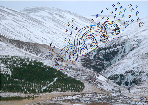 Drawings on Icelandic landscapes