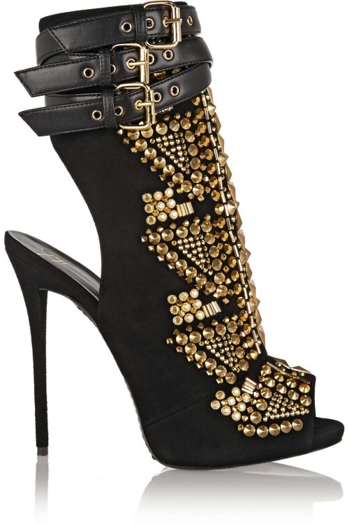 High Heels Blog wantering-luxe: Embellished suede sandals via Tumblr