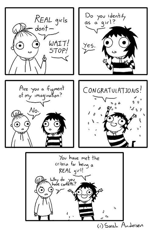 transstudent:  All women are real women! Credit: Sarah Andersen. 