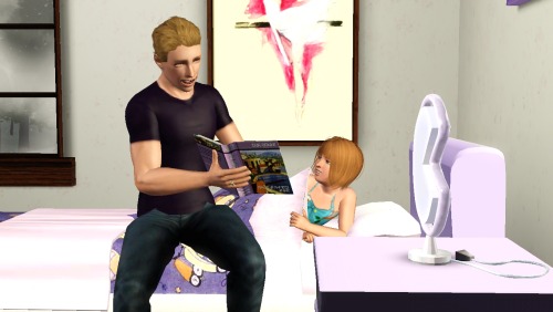 Clint reads Katie-Kate a bedtime story. She fell asleep after only a few pages.