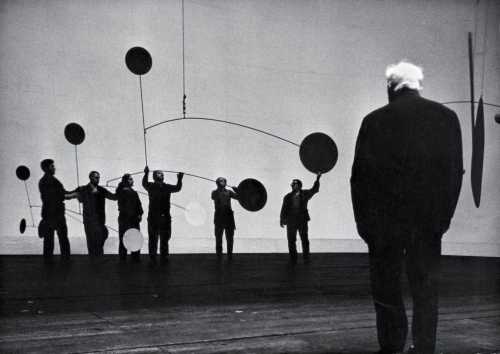 garadinervi:John G. Ross, (photograph), Alexander Calder during rehearsals for Work in Progress, Teatro dell'Opera, Roma, 1968 [© Calder Foundation, New York, NY. © Estate of John G. Ross]