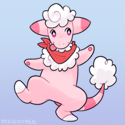 a drawing of a pokemon fusion of flaaffy and swirlix