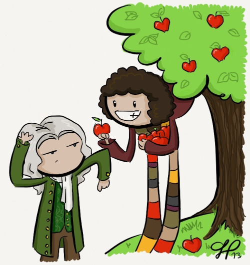 notjustabook:The Doctor and Isaac Newton. Romana I: Newton? Who’s Newton? The Doctor: Old Isaac. Fri