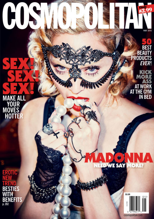 Madonna on the 50th anniversary issue of Cosmopolitan, May 2015 and on cover of Cosmopolitan, M