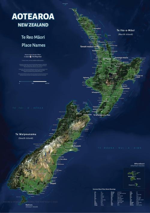 mapsontheweb:  Map of New Zealand with all place names in Maori.