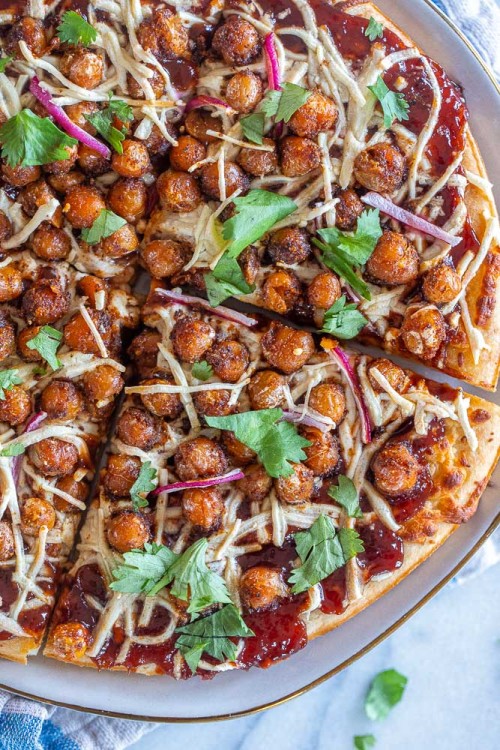 Vegan BBQ Chickpea Pizza