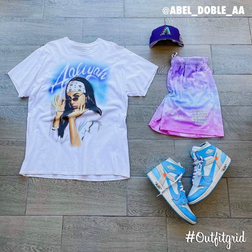 outfitgrid1:Today’s top #outfitgrid is by @abel_doble_aa.▫️ #Aaliyah #Tee▫️ #OffWhite x #Jordan1▫️ #