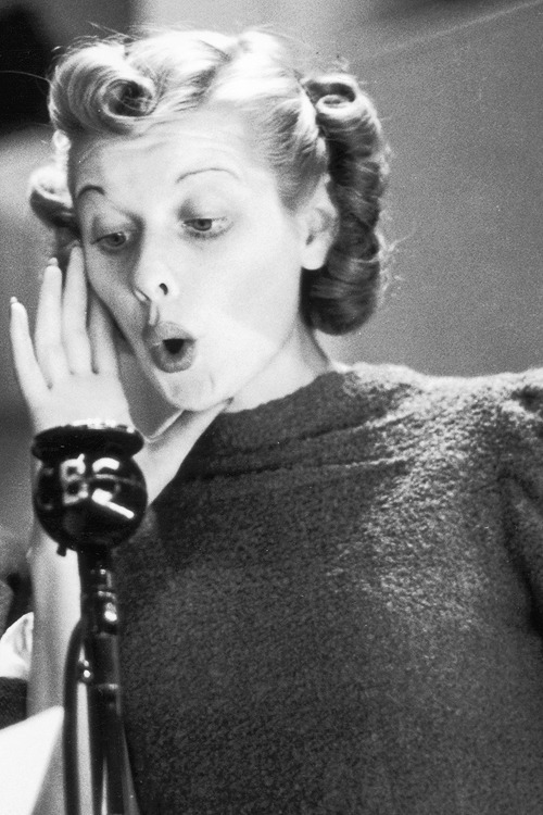 avagardner:  Lucille Ball performing for a radio broadcast, photographed by Gene