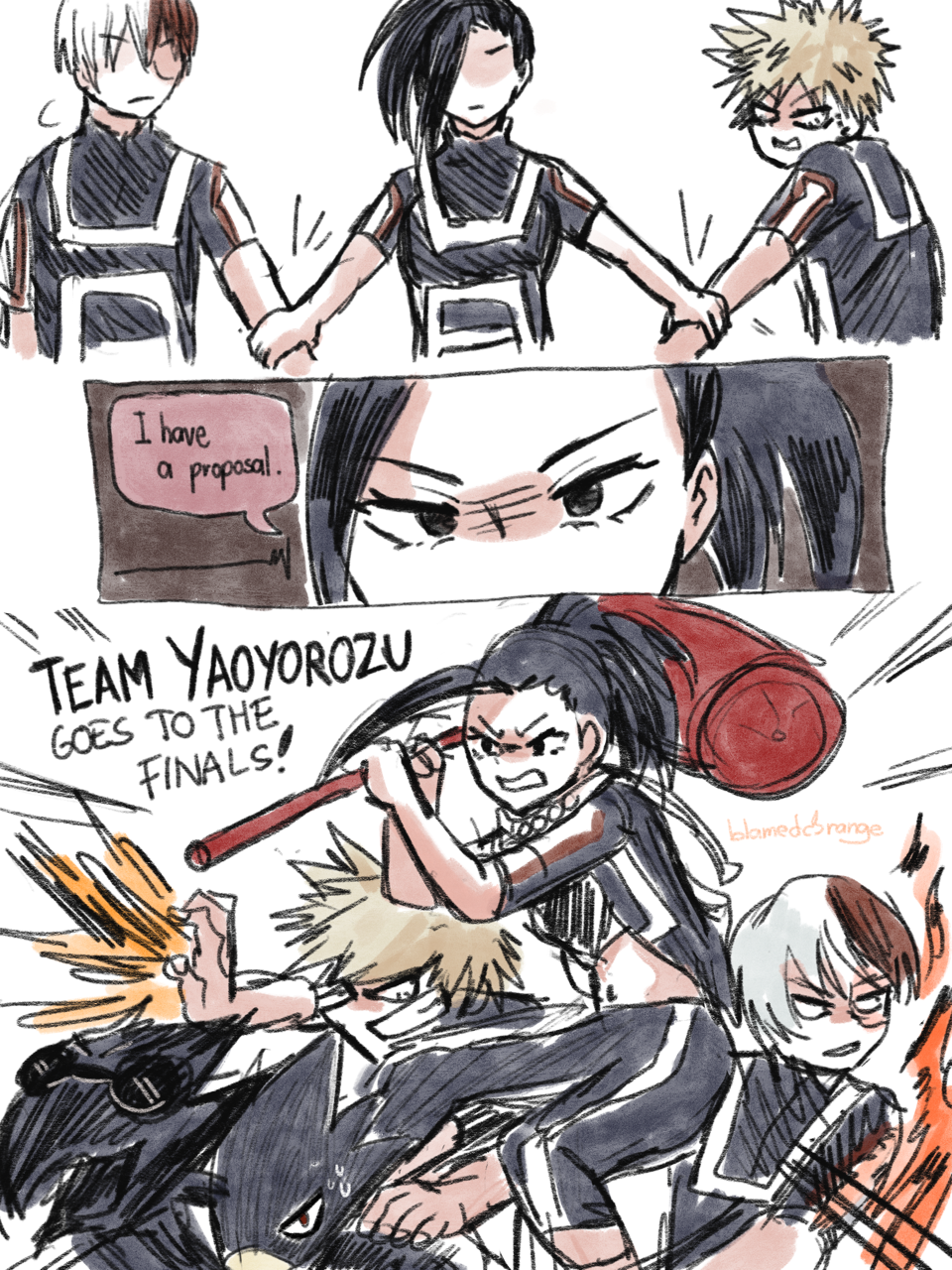 blamedorange:  @scarletcatnip said: What if Bakugou wanted Momo for Cavalry Battle