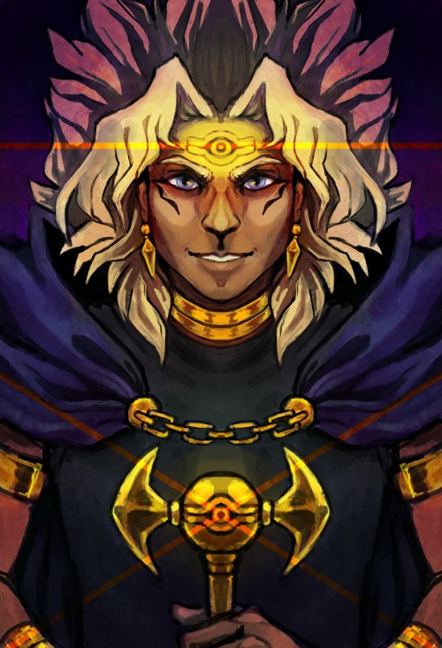 yearslateforyugiohshippings: I actually wanted to draw Astral from Zexal, but it looked shitty, so I made a quick symmetry sketch of Marik and it got a little out of hand and turned into a sketchy painting. Things that happen  ¯\_(ツ)_/¯ I love painting