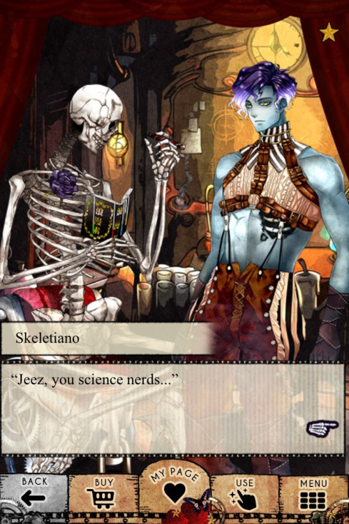 dislocated-cannibal:  thatweirdo-intheduckieshirt:  thesylverlining:  retrogradeworks:  Guys.  The Niflheim is a dating sim full of hot dead guys and this sassy ass skeleton called Skeletiano.Holy shit, I’m rolling in the floor.  Oh no, oh no, I don’t