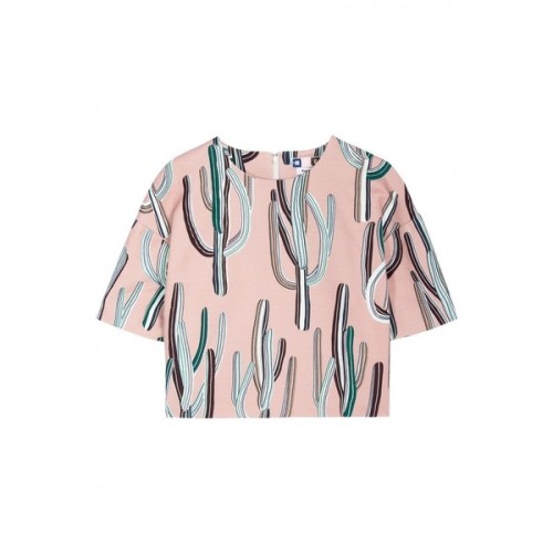 Msgm Cactus Print Cropped Top ❤ liked on Polyvore (see more print crop tops)