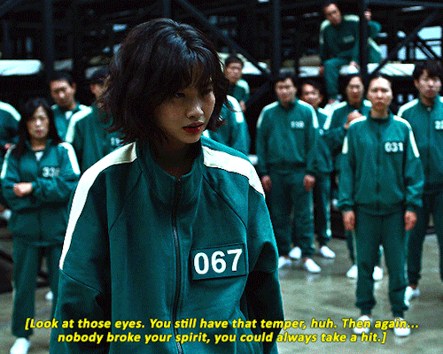 gominshi: Untie me, you moron.JUNG HO YEON as Kang Sae Byeok “No. 067” in SQUID GAME (2021)— Dir. Hw