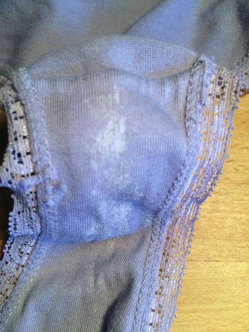 uhyeahbabiiee:  My horny wife’s panties. She took them of before I fucked her, so this is not my cum.