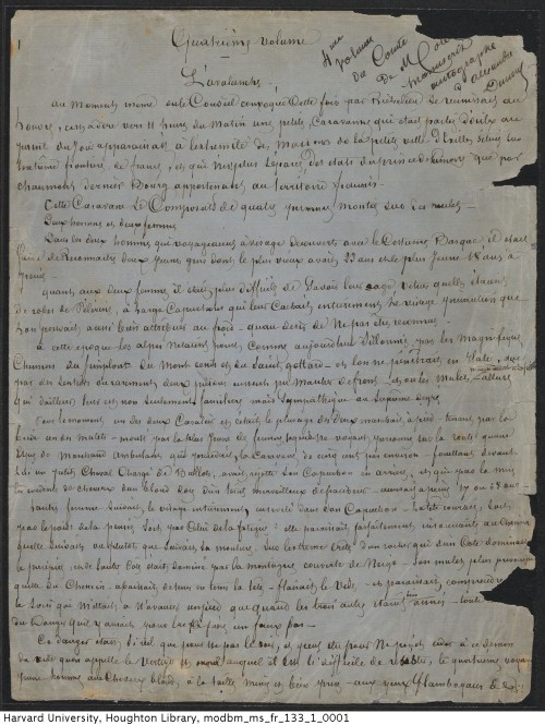 Alexandre Dumas. Le comte de Moret : manuscript, [ca. 1869].MS Fr 133.1.Houghton Library, Harvard Un