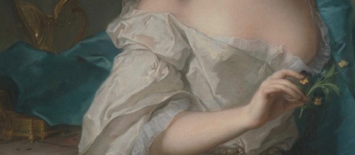 therepublicofletters:Details of paintings of women in blue by Jean-Marc Nattier (½)