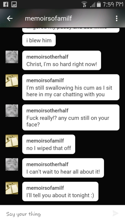 memoirsotherhalf:  My conversation with @memoirsofamilf adult photos