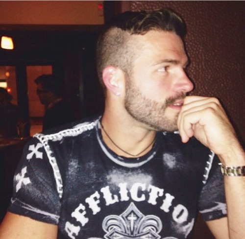 Hairy chest, legs,Beard and Mustache.